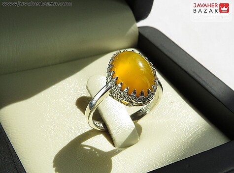 انگشتر نقره عقیق زرد زیبا زنانه [شرف الشمس] - 70477
